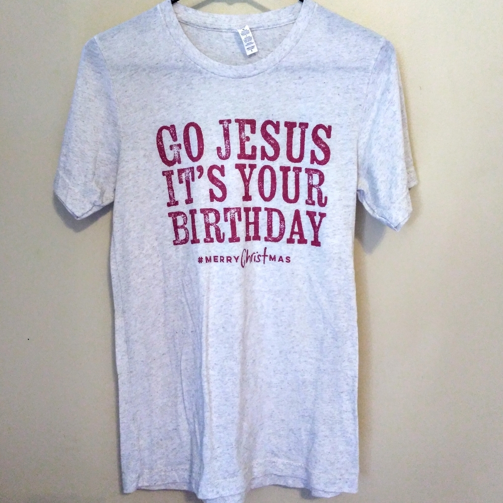 Stylish Beige " Go Santa It's Your Birthday Shirt.